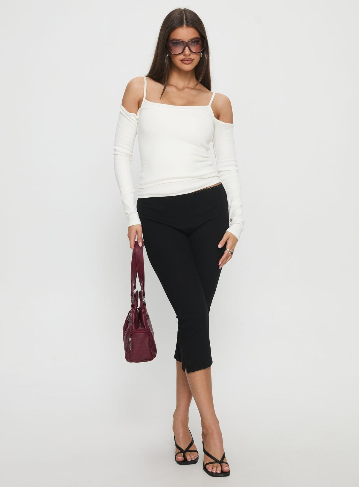 Baseline Ripp-Caprihose Schwarz Petite