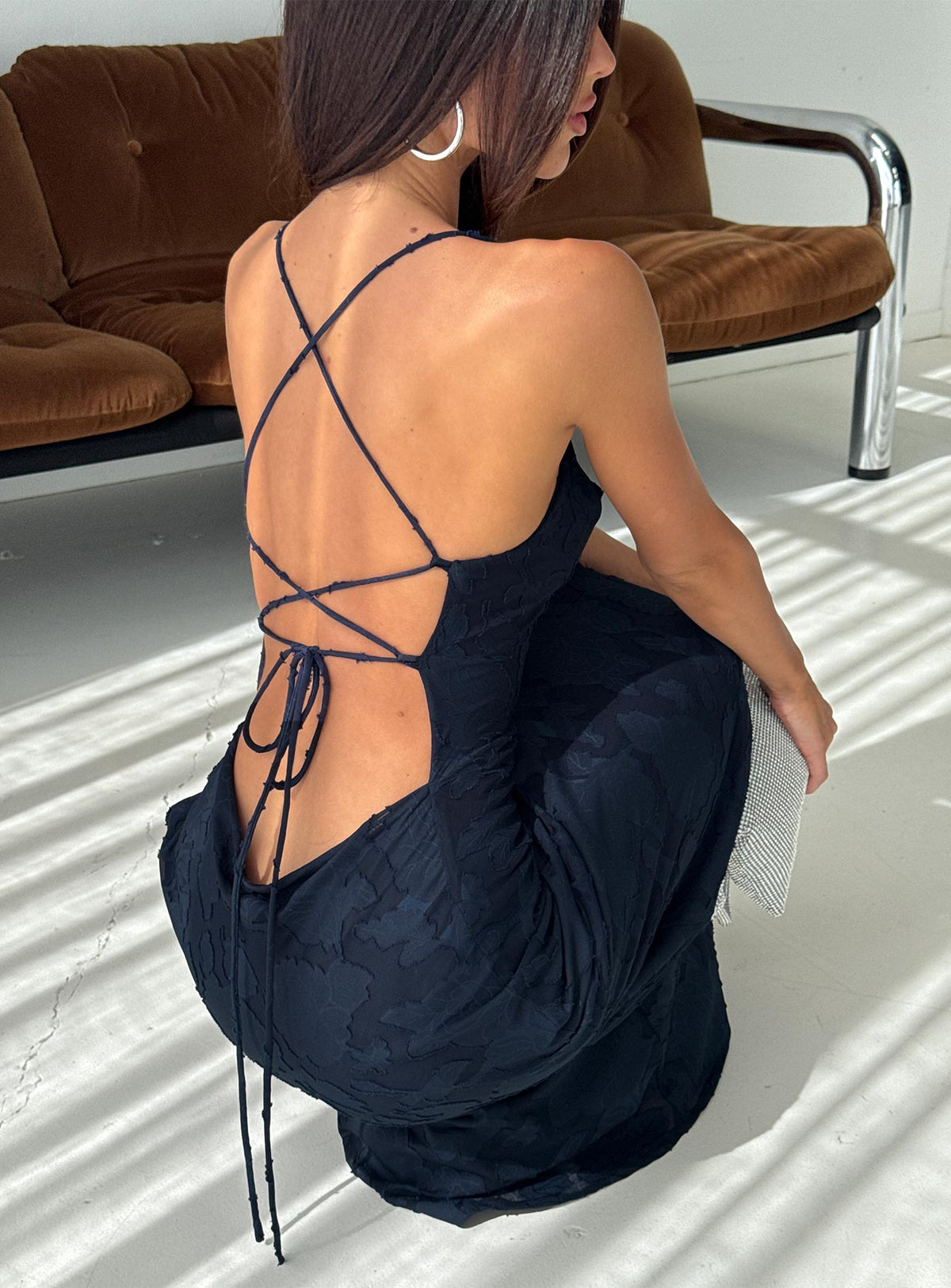 Celena Maxikleid Navy Burnout