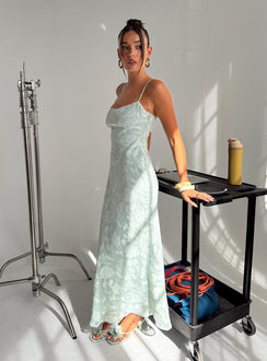 Avienna Maxi-Kleid Salbeigrün Burnout