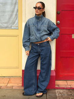 Ramos Jeans mit niedrigem Bund und weitem Bein in mittlerer Waschung