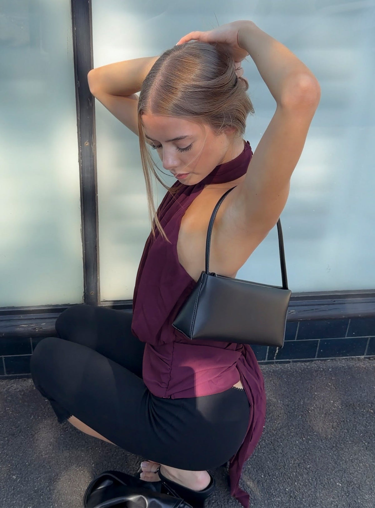 Faythe Neckholder-Top mit Bindedetail Beere