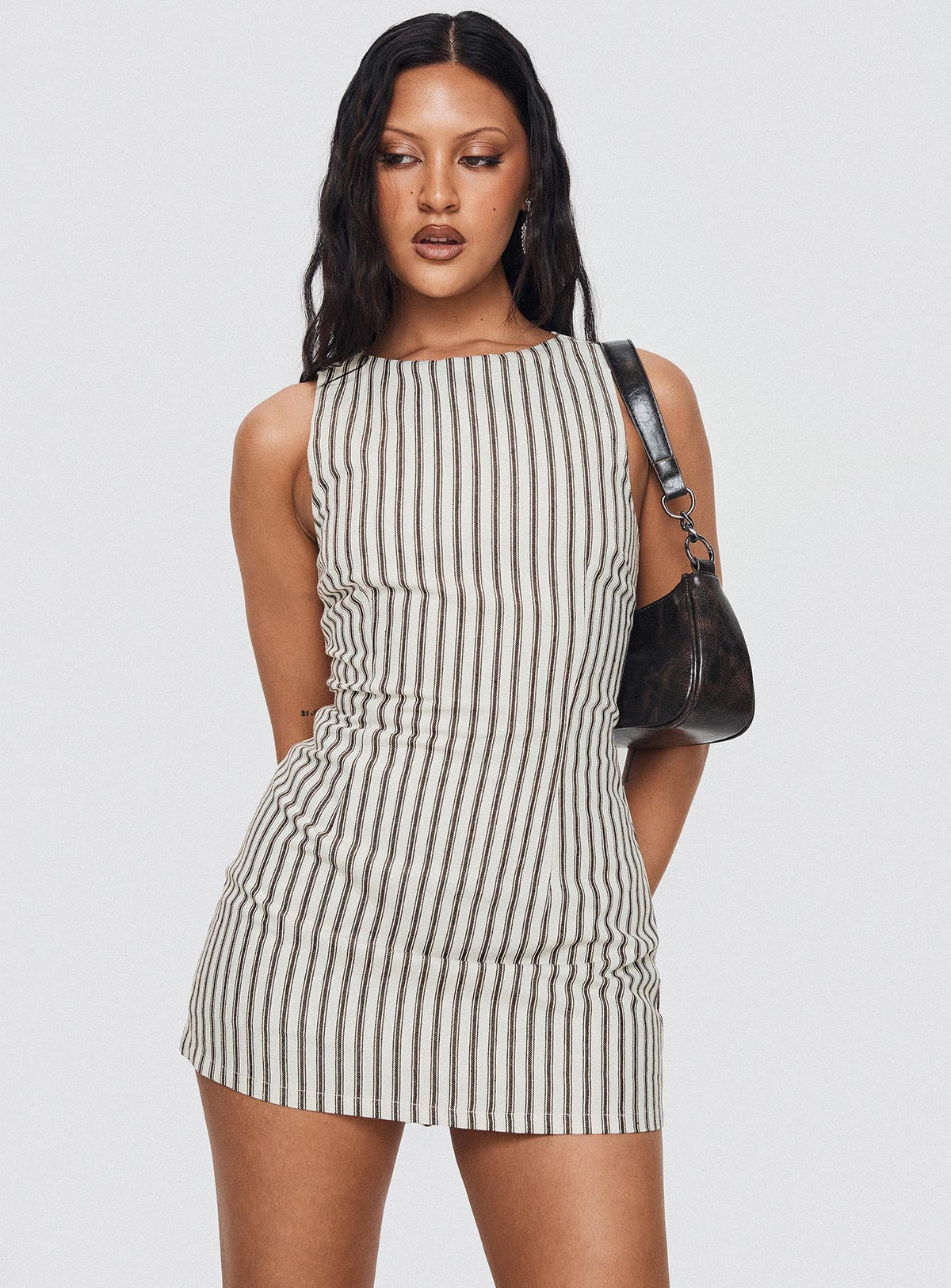 Yumiko Jumpsuit Braun Gestreift Groß