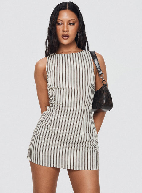 Yumiko Playsuit Brown Stripe Petite