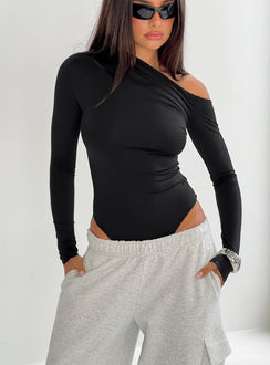 Antilles One Shoulder Bodysuit Black Long Sleeve Tops Bodysuit 