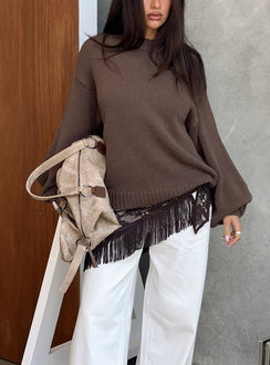 Harmony Ballonärmel Strickpullover Dunkelbraun