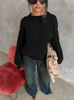 Harmony Balloon Sleeve Knit Jumper Black