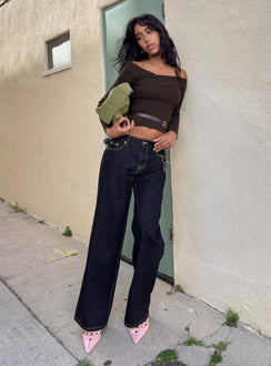 Serenitia Mid Rise Relaxed Jeans dunkle Rohwaschung