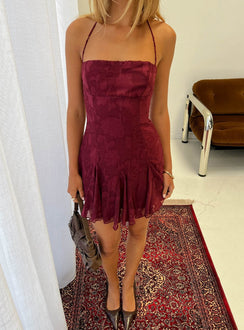 Delamere Minikleid Bordeauxrot Burnout