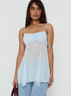Fabriana Babydoll Transparentes Oberteil Blau