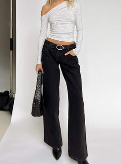 Ellanor Low Rise Straight Leg Jeans Used-Schwarz