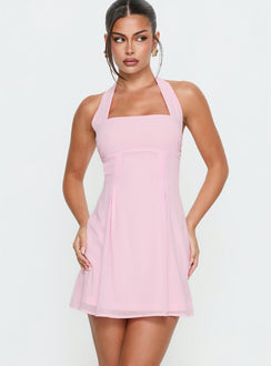 Rosamie Neckholder-Minikleid Zartrosa