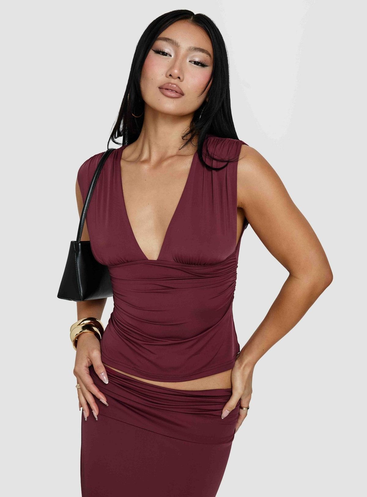 Liorah Neckholder-Top mit tiefem Ausschnitt, Rot