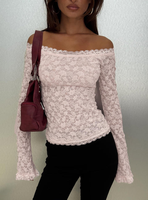 Mochapella Off-Shoulder-Top Zartrosa