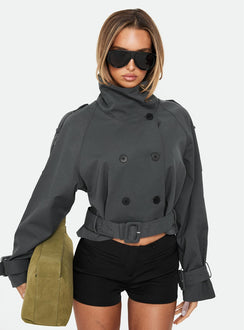 Kurzer Trenchcoat Blanc, oliv