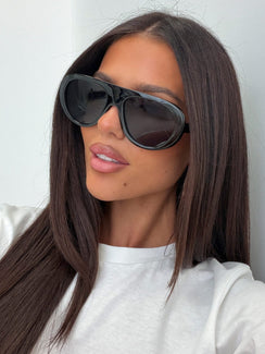 Amorra Oversized Piloten-Sonnenbrille Schwarz