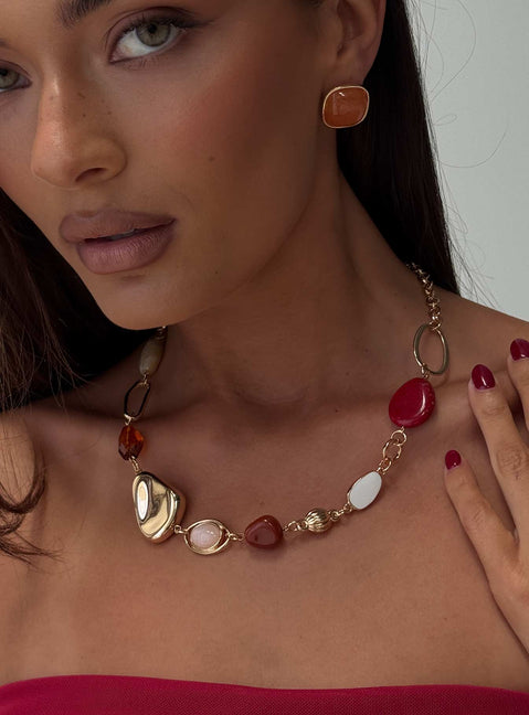 Quincie Necklace Gold / Red