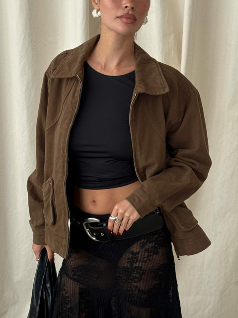 Nelsie Oversized-Jacke mit Kragen, Grün