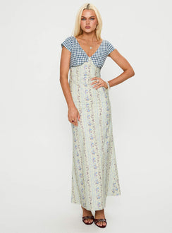 front view of model wearing Princess Polly Saije Maxi Dress Multi Floral V-Neck 