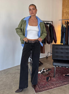 Ellanor Low Rise Straight Leg Jeans Used-Schwarz