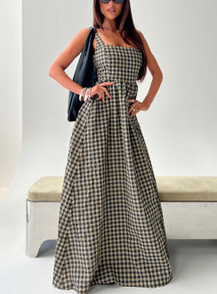 Maxikleid Cartmel Kariert Schwarz / Creme Petite