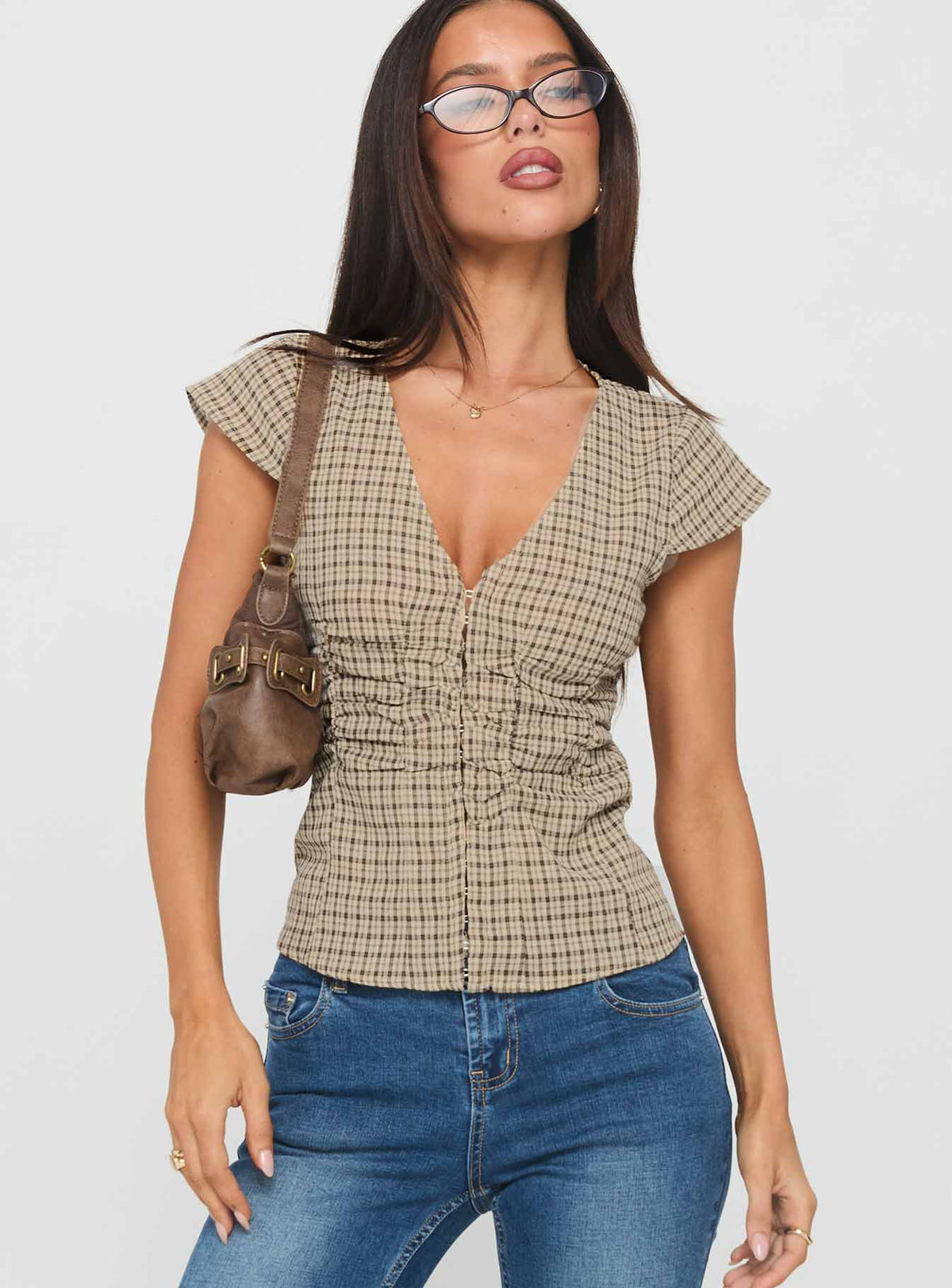 Indulgence Korsett-Top Beige Kariert