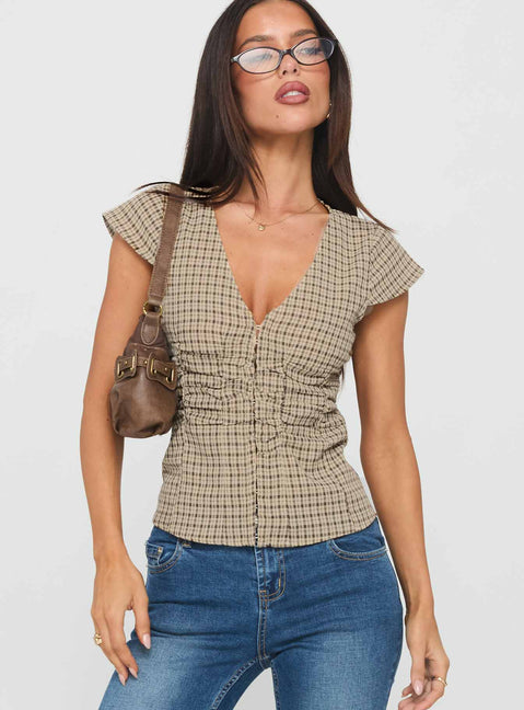 Indulgence Korsett-Top Beige Kariert