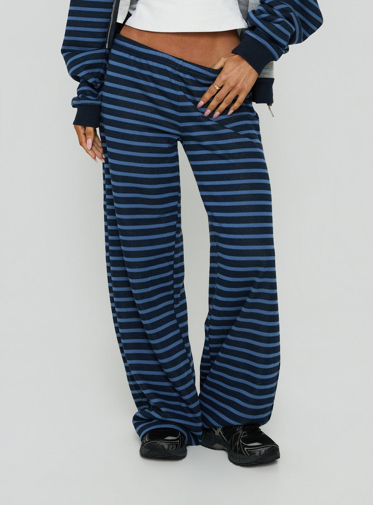 Delaeni Straight Leg Track Trousers Blue Stripe