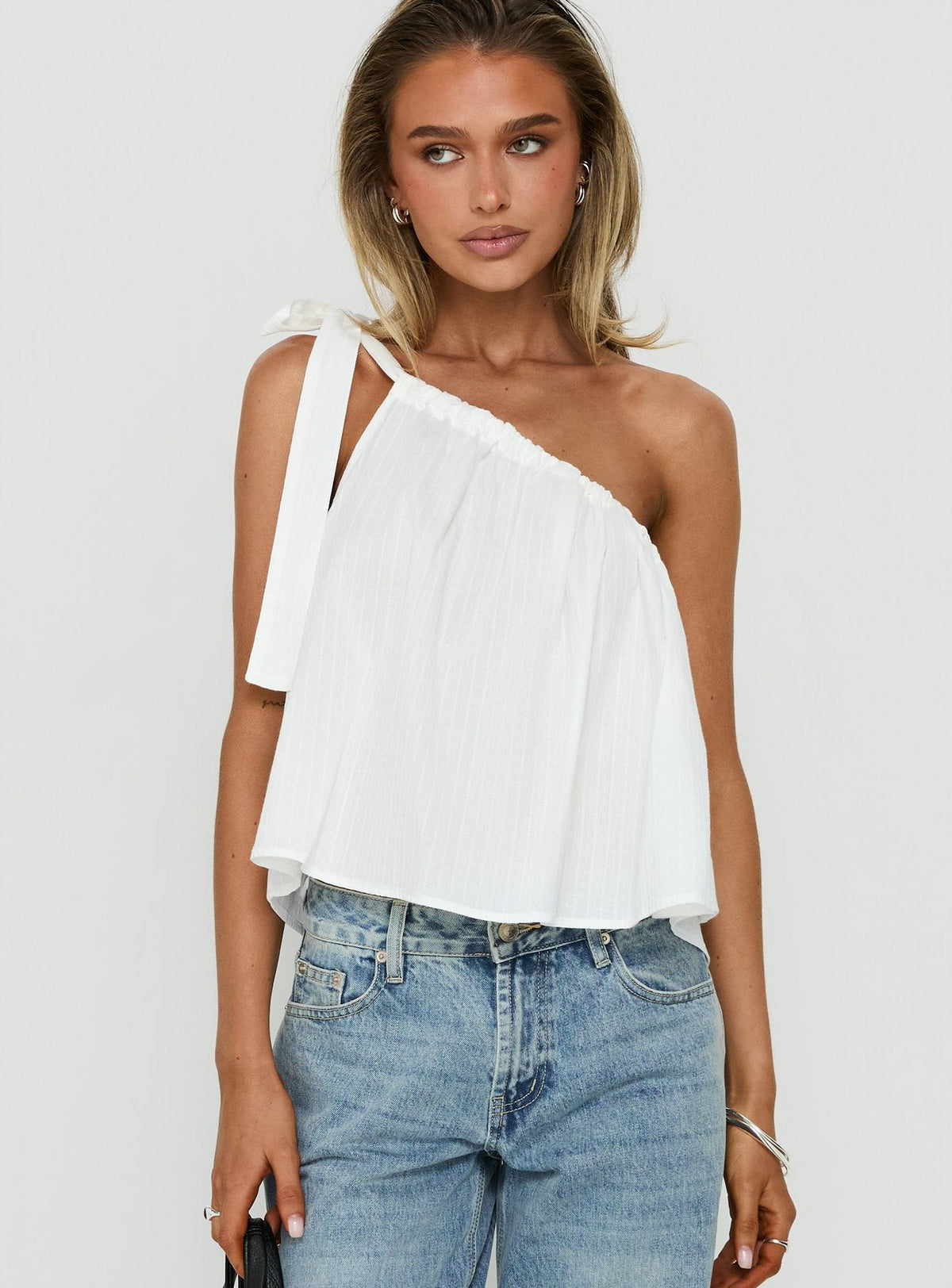 Klyne One-Shoulder-Top Weiß