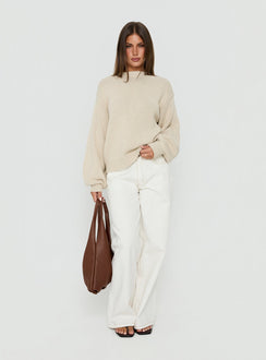 Harmony Balloon Sleeve Knit Jumper Beige