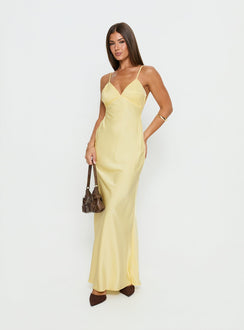 Flip A Switch Satin-Spitzen-Unterkleid-Maxikleid Butter