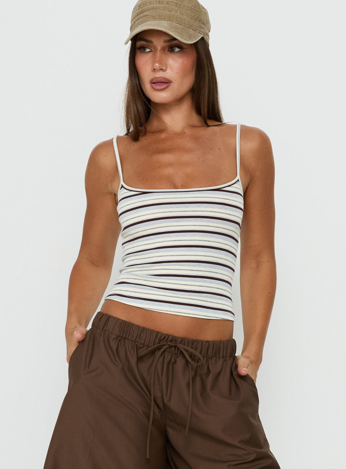 Elzie Strick-Camisole-Tanktop mit mehreren Streifen