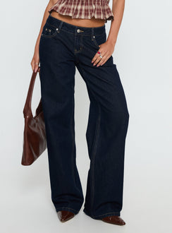 Tidal Wave Straight Leg Jeans mit niedriger Taille aus Rohdenim