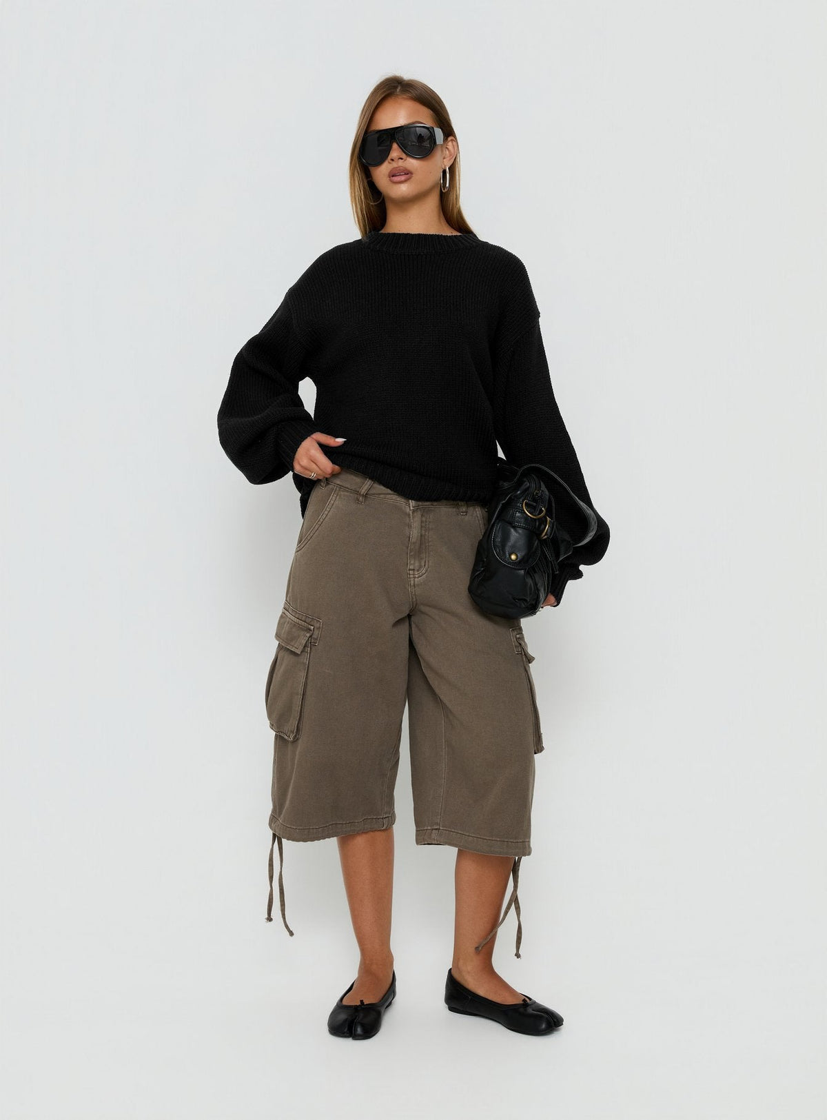 Harmony Balloon Sleeve Knit Jumper Black