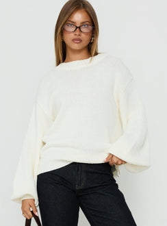 Harmony Strickpullover mit Ballonärmeln Weiß