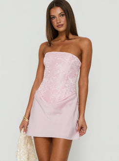 Jenevieve trägerloses Mini-Drapierkleid Rosa
