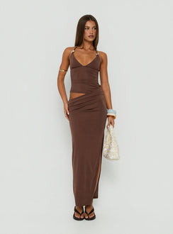 Imeraldia Hardware Halter Maxi-Kleid Schokobraun
