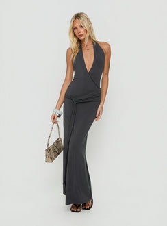 So Major Drapiertes A-Linien Maxikleid Schiefer