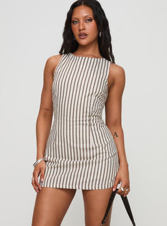 Yumiko Jumpsuit Braun Gestreift Groß