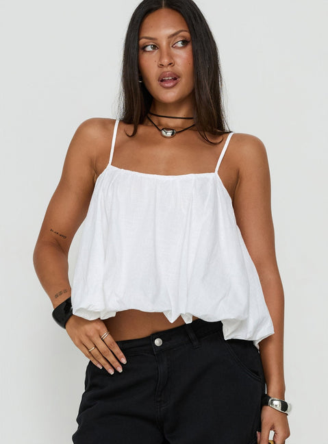 Elfina Babydoll Bubble Top Weiß
