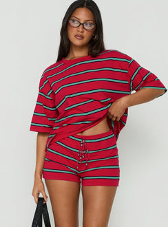 Settle Down Shorts Rot gestreift