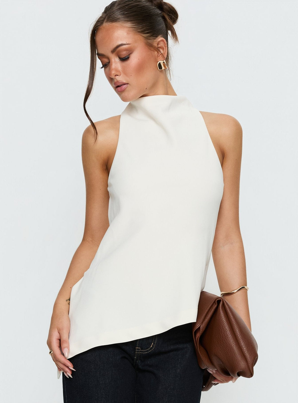 Days Get Dark Asymmetrical Top Creme