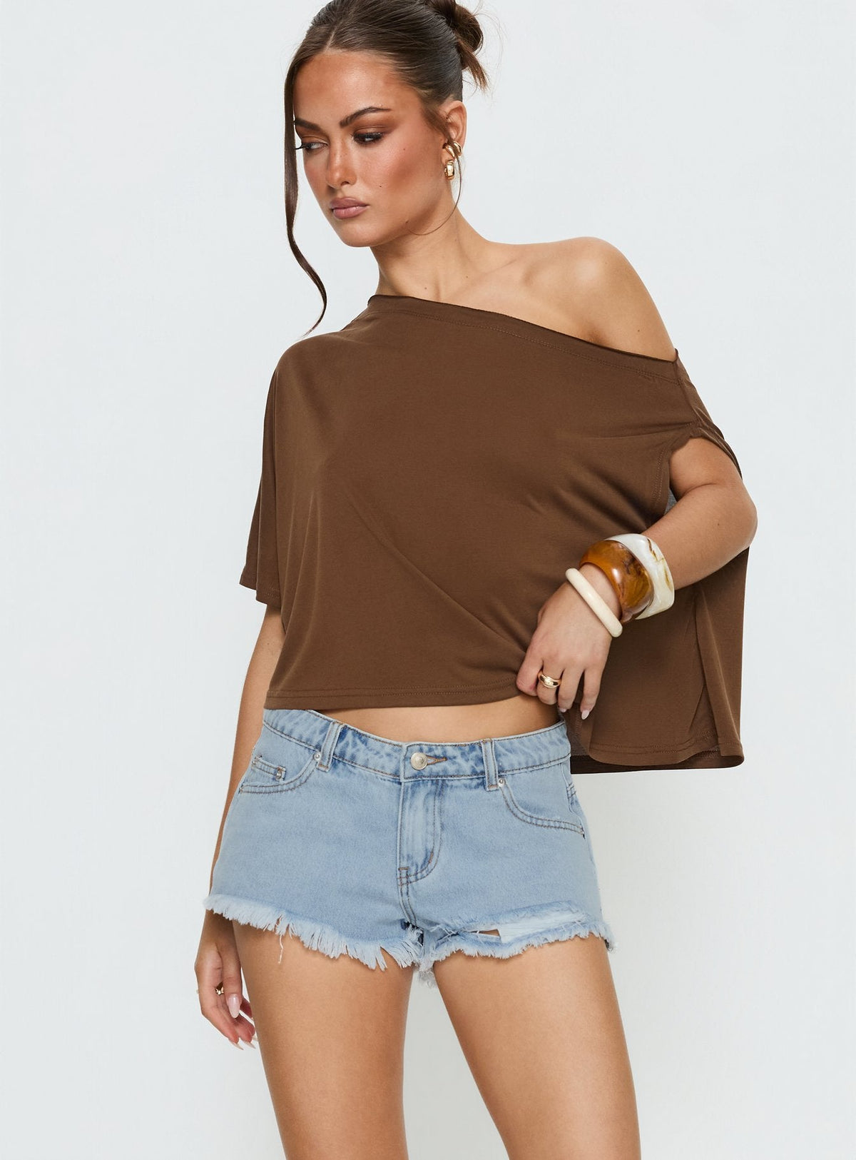 Posse Distressed Micro Denim Shorts Hellblaue Waschung