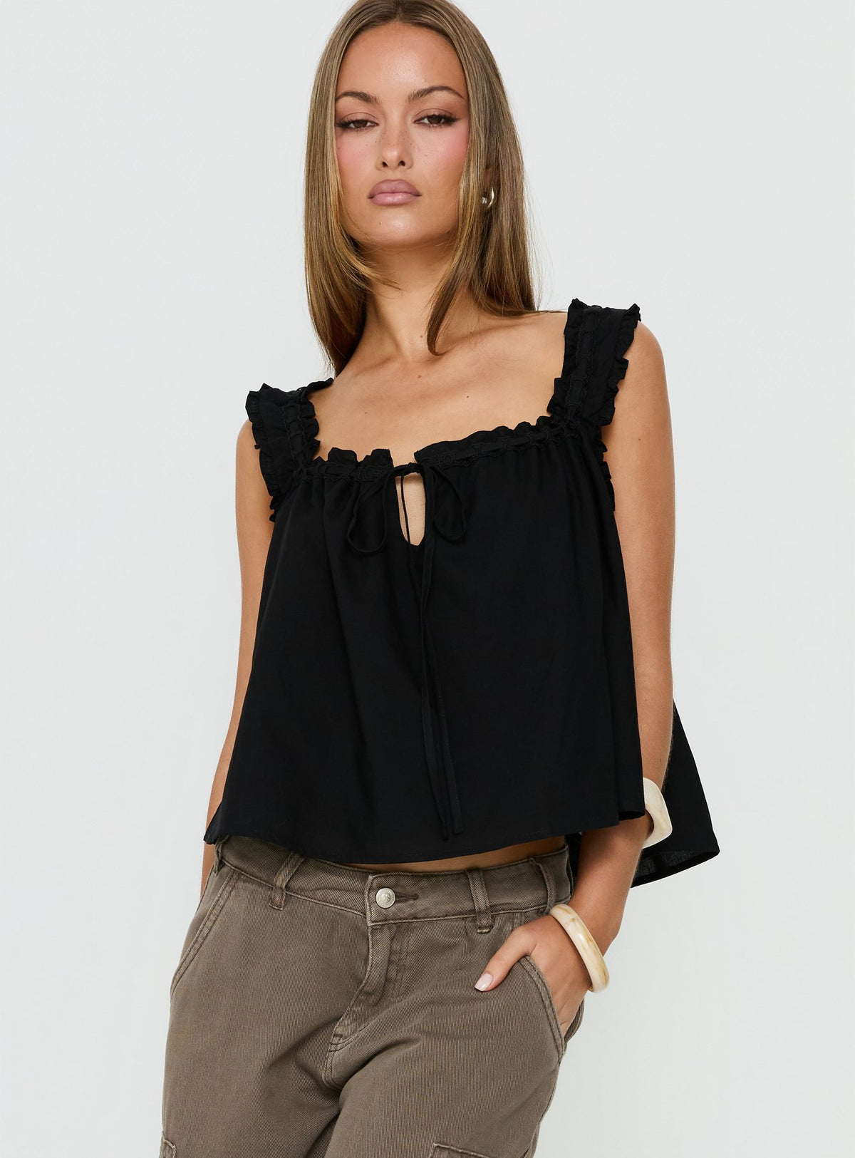 Swing Babydoll Top Schwarz