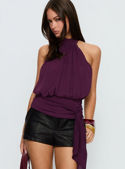 Faythe Neckholder-Top mit Bindedetail Beere