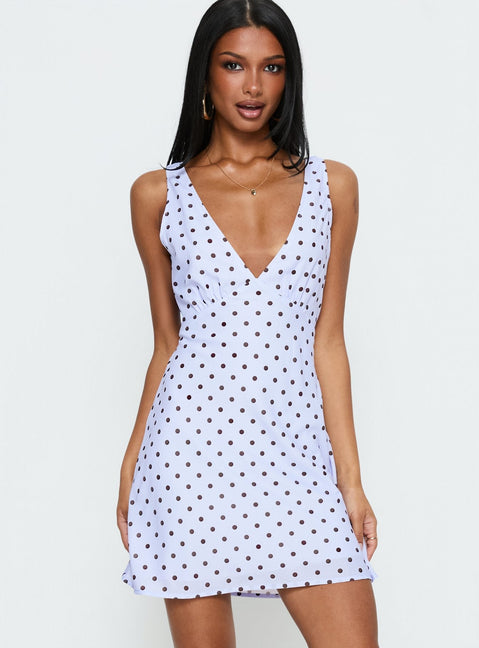 Nellie Minikleid Blau / Braun gepunktet