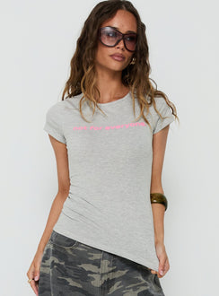 Not For Everyone mit Motivprint Baby Tee Grau meliert / Pink
