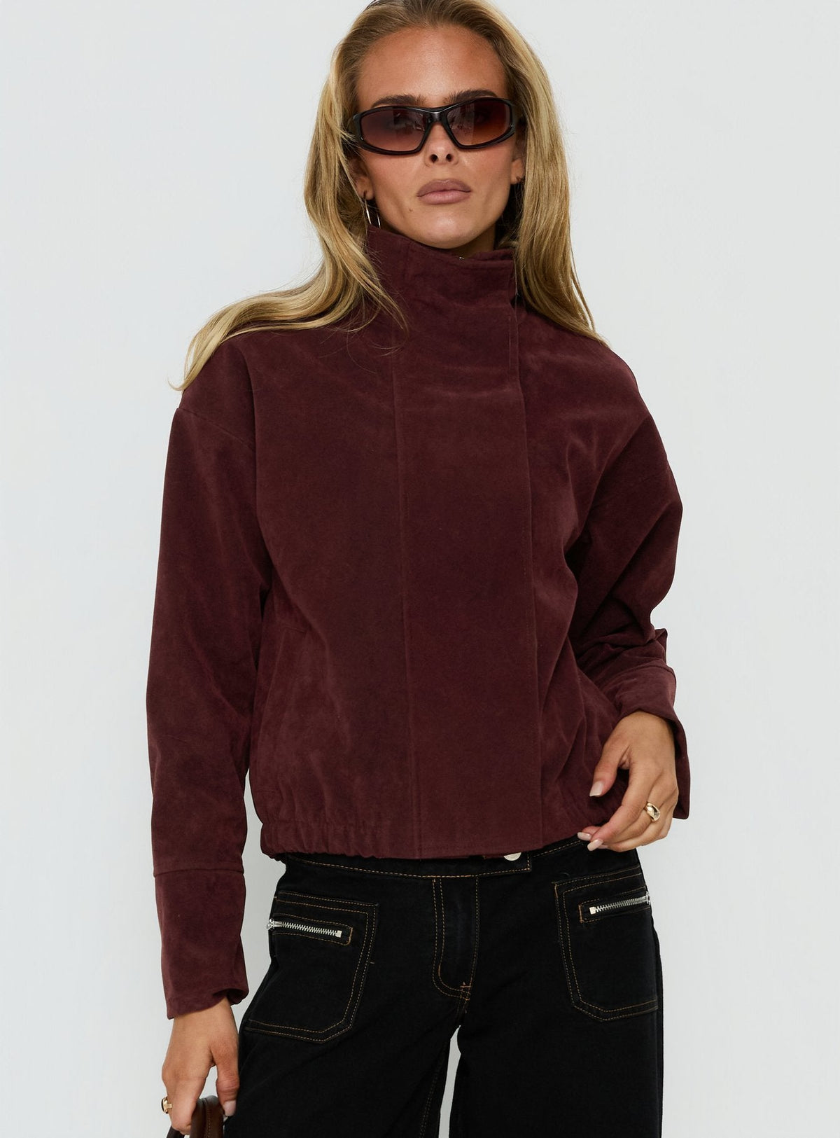 Tayne Trichterhalsjacke Bordeauxrot