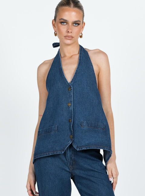 product Princess Polly Sleeveless Sweetheart  Hills Halter Denim