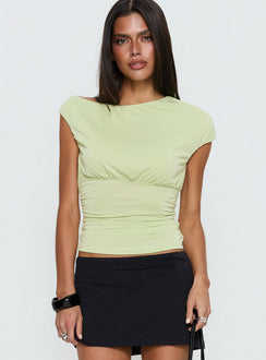 Emelyne Top mit geraffter Taille Pistazie
