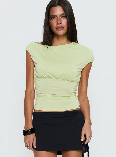 Emelyne Top mit geraffter Taille Pistazie